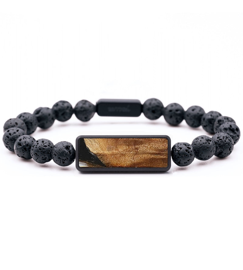 Lava Bead Wood+Resin Bracelet - Malachi (Black & White, 702484)