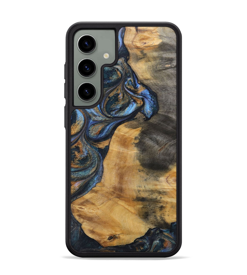 Galaxy S24 Plus Wood+Resin Phone Case - Savanna (Teal & Gold, 702518)