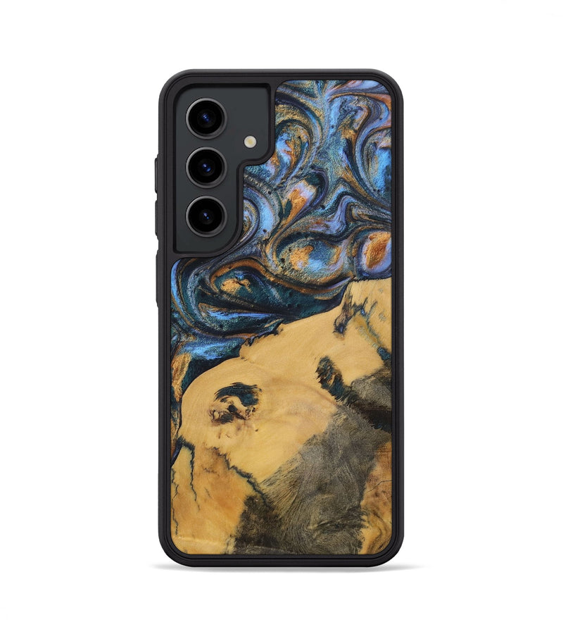 Galaxy S24 Wood+Resin Phone Case - Audrey (Teal & Gold, 702521)