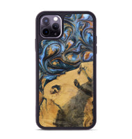 iPhone 11 Pro Max Wood+Resin Phone Case - Audrey (Teal & Gold, 702521)
