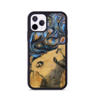 iPhone 11 Pro Wood+Resin Phone Case - Audrey (Teal & Gold, 702521)