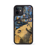 iPhone 12 Wood+Resin Phone Case - Audrey (Teal & Gold, 702521)