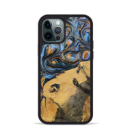 iPhone 12 Pro Wood+Resin Phone Case - Audrey (Teal & Gold, 702521)