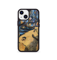 iPhone 13 mini Wood+Resin Phone Case - Audrey (Teal & Gold, 702521)