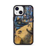 iPhone 13 Wood+Resin Phone Case - Audrey (Teal & Gold, 702521)