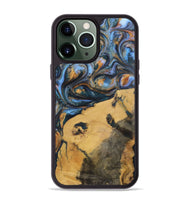 iPhone 13 Pro Max Wood+Resin Phone Case - Audrey (Teal & Gold, 702521)
