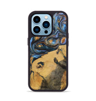 iPhone 14 Pro Wood+Resin Phone Case - Audrey (Teal & Gold, 702521)