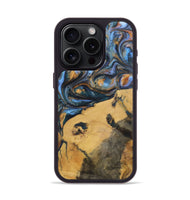 iPhone 15 Pro Wood+Resin Phone Case - Audrey (Teal & Gold, 702521)