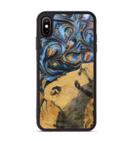 iPhone Xs Max Wood+Resin Phone Case - Audrey (Teal & Gold, 702521)