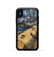 iPhone Xs Wood+Resin Phone Case - Audrey (Teal & Gold, 702521)