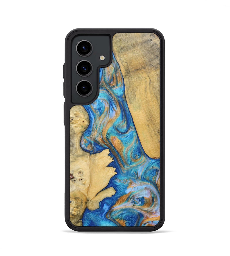 Galaxy S24 Wood+Resin Phone Case - Devon (Teal & Gold, 702528)