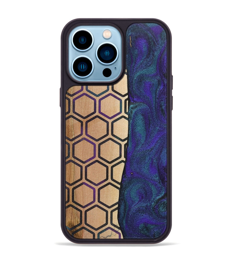 iPhone 14 Pro Max Wood+Resin Phone Case - Maria (Pattern, 702590)