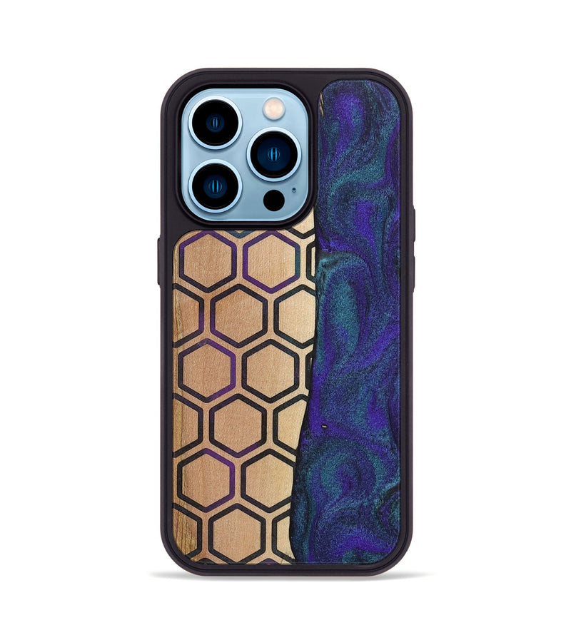 iPhone 14 Pro Wood+Resin Phone Case - Maria (Pattern, 702590)