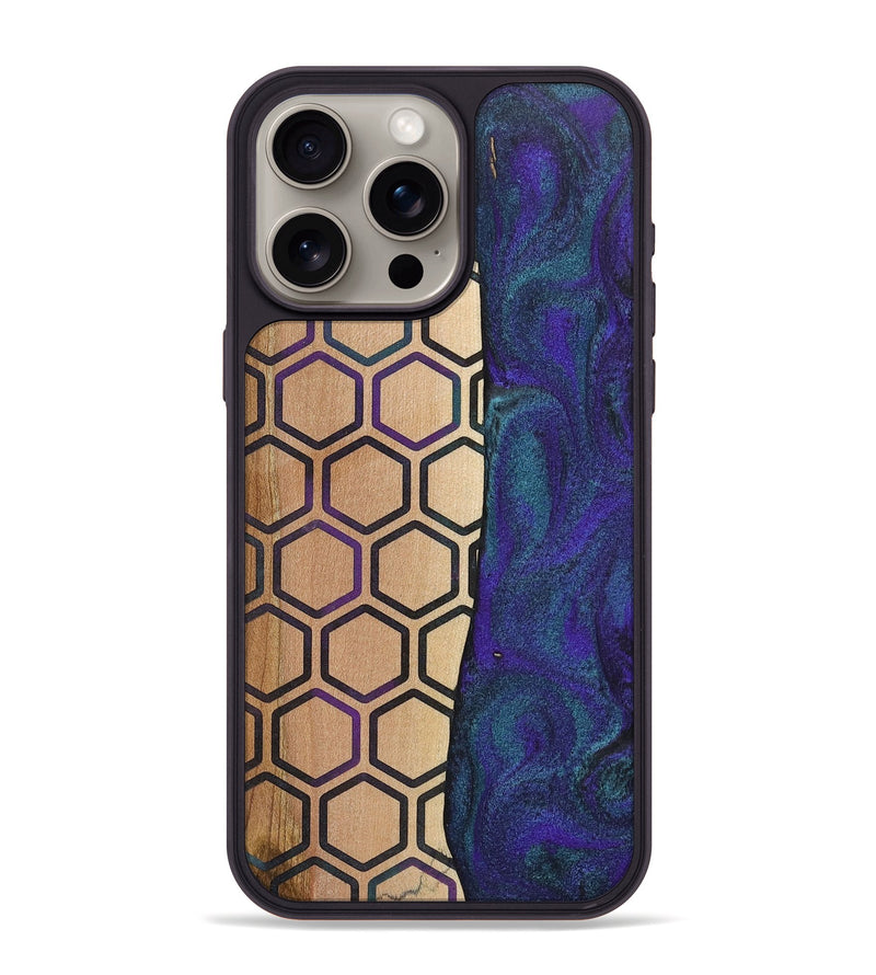 iPhone 15 Pro Max Wood+Resin Phone Case - Maria (Pattern, 702590)