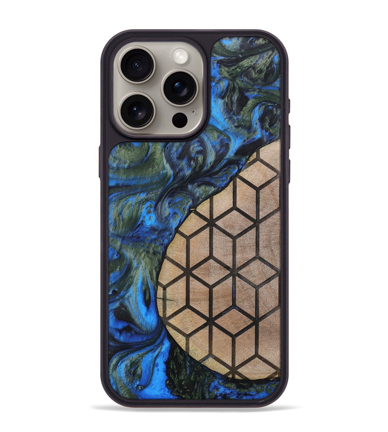 iPhone 15 Pro Max Wood+Resin Phone Case - Nyla (Pattern, 702592)