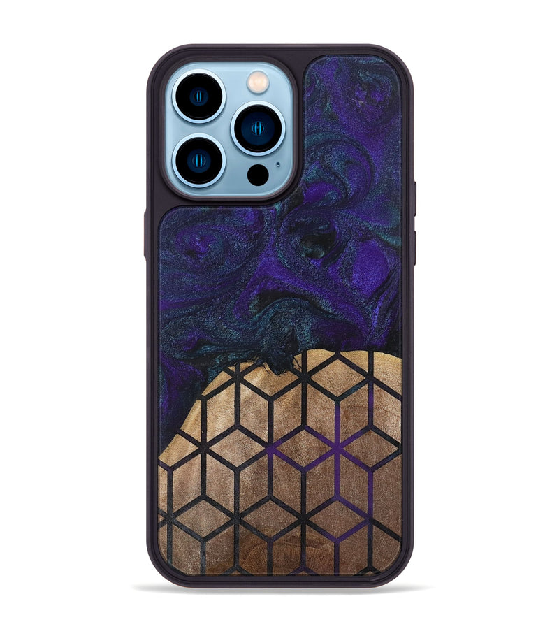 iPhone 14 Pro Max Wood+Resin Phone Case - Angelique (Pattern, 702593)