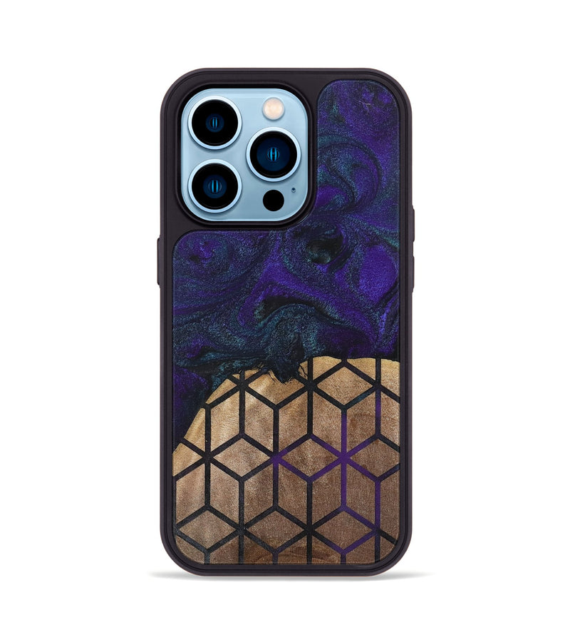 iPhone 14 Pro Wood+Resin Phone Case - Angelique (Pattern, 702593)
