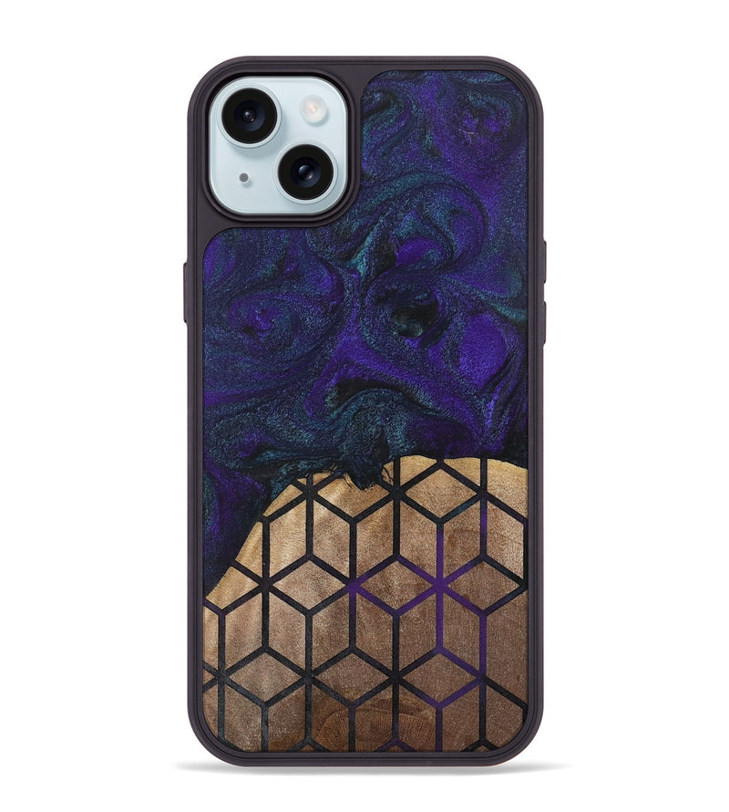 iPhone 15 Plus Wood+Resin Phone Case - Angelique (Pattern, 702593)