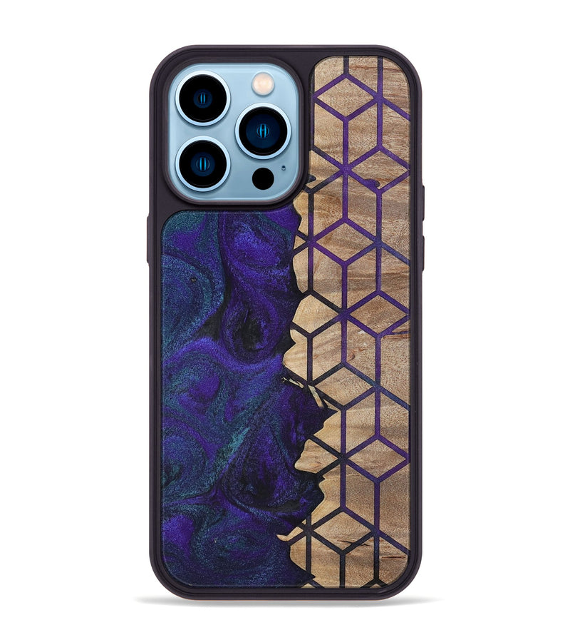 iPhone 14 Pro Max Wood+Resin Phone Case - Aylin (Pattern, 702594)