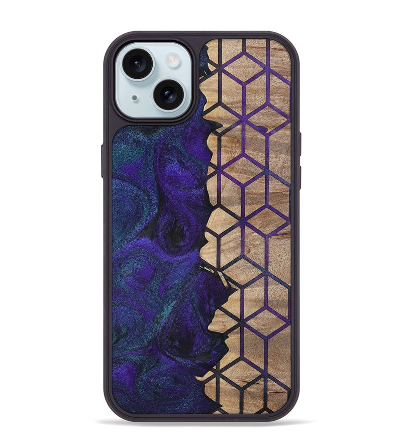 iPhone 15 Plus Wood+Resin Phone Case - Aylin (Pattern, 702594)