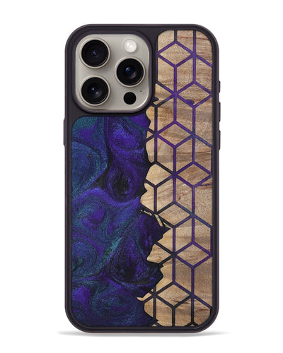 iPhone 15 Pro Max Wood+Resin Phone Case - Aylin (Pattern, 702594)