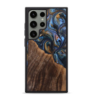 Galaxy S24 Ultra Wood+Resin Phone Case - Gale (Teal & Gold, 702605)
