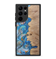 Galaxy S22 Ultra Wood+Resin Phone Case - Chad (Teal & Gold, 702606)