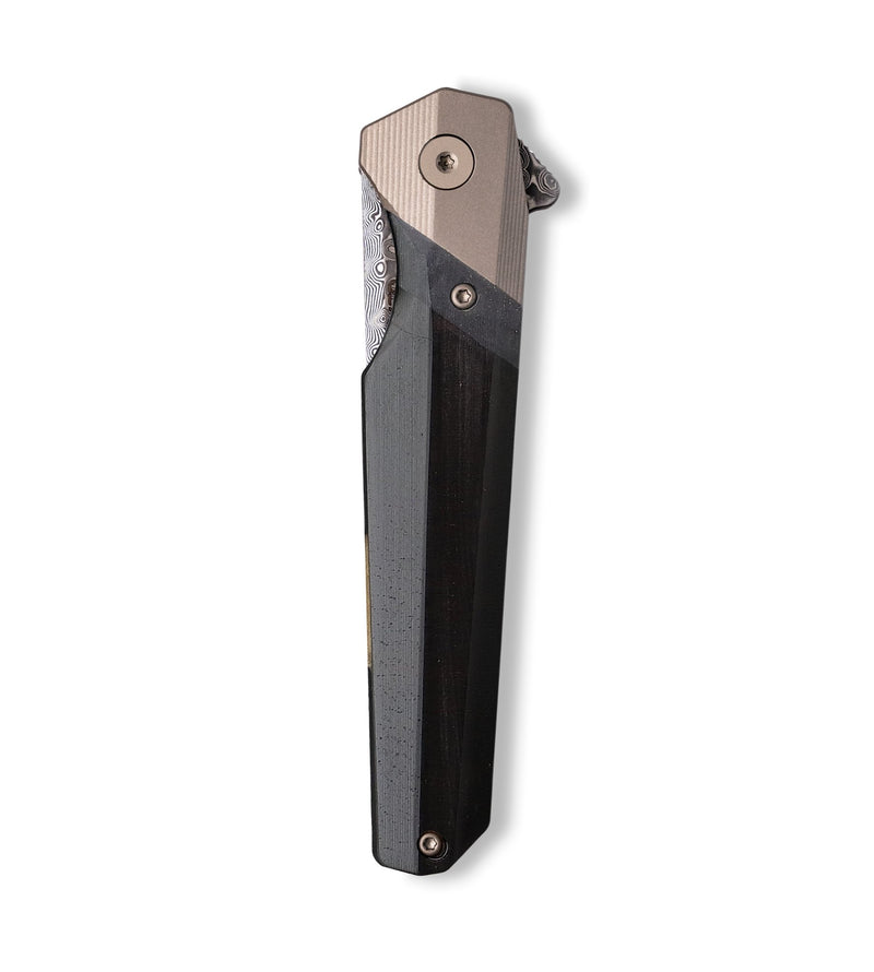 Live Edge Wood+Resin Pocket Knife - Celeste (Wood Burl, 702611)