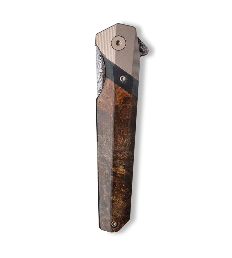Live Edge Wood+Resin Pocket Knife - Malik (Wood Burl, 702645)