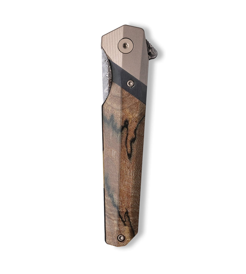 Live Edge Wood+Resin Pocket Knife - Luke (Wood Burl, 702668)