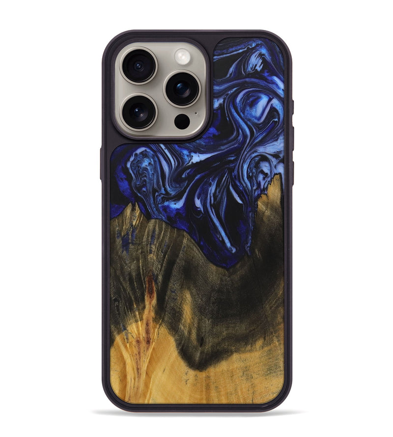 iPhone 15 Pro Max Wood+Resin Phone Case - Robyn (Blue, 702696)