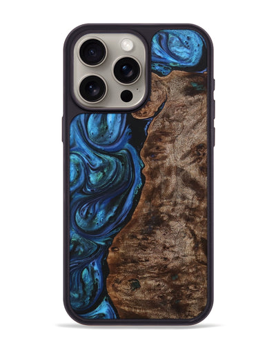 iPhone 15 Pro Max Wood+Resin Phone Case - Lana (Blue, 702698)