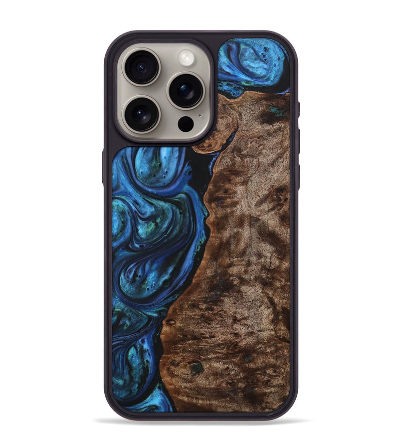 iPhone 15 Pro Max Wood+Resin Phone Case - Lana (Blue, 702698)