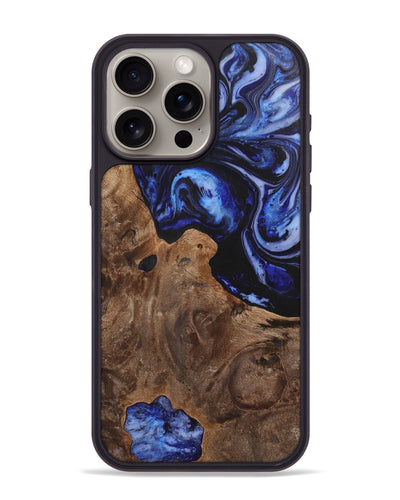 iPhone 15 Pro Max Wood+Resin Phone Case - Guy (Blue, 702705)