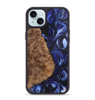 iPhone 15 Plus Wood+Resin Phone Case - Camron (Blue, 702706)