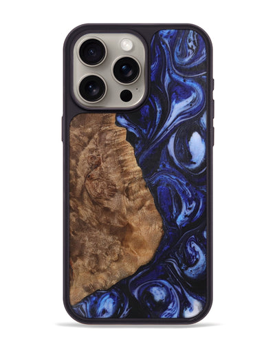 iPhone 15 Pro Max Wood+Resin Phone Case - Camron (Blue, 702706)