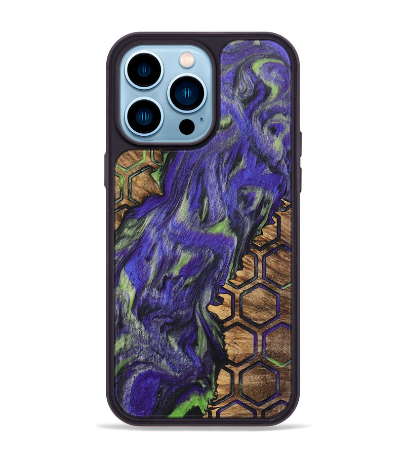 iPhone 14 Pro Max Wood+Resin Phone Case - Emery (Pattern, 702714)