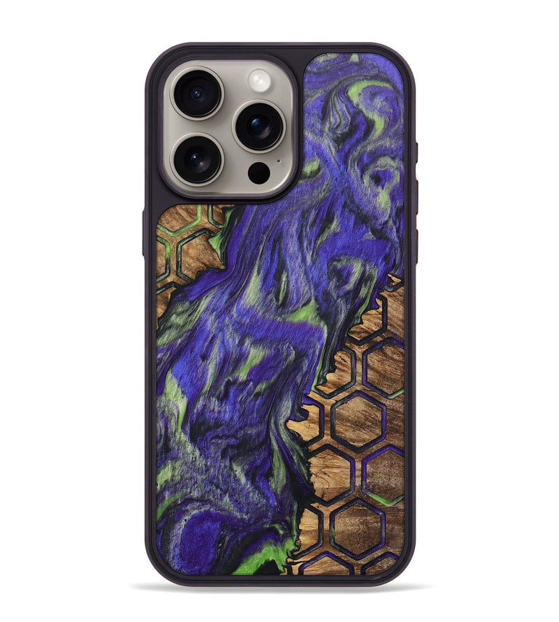 iPhone 15 Pro Max Wood+Resin Phone Case - Emery (Pattern, 702714)
