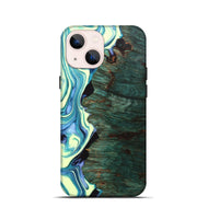 iPhone 13 mini Wood+Resin Live Edge Phone Case - Katherine (Green, 702766)