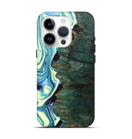 iPhone 15 Pro Wood+Resin Live Edge Phone Case - Katherine (Green, 702766)