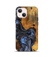 iPhone 13 mini Wood+Resin Live Edge Phone Case - Aurora (Blue, 702767)