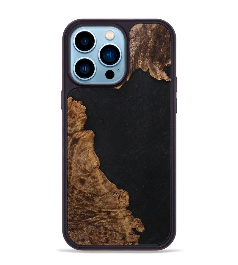iPhone 14 Pro Max Wood+Resin Phone Case - Sonia (Pure Black, 702838)