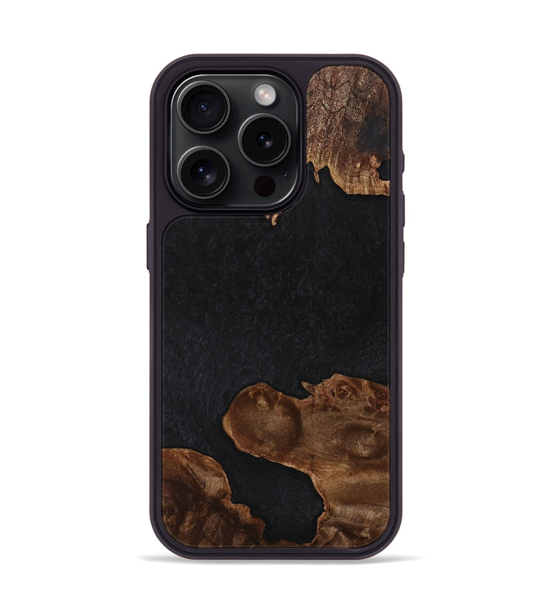 iPhone 15 Pro Wood+Resin Phone Case - Delbert (Pure Black, 702841)