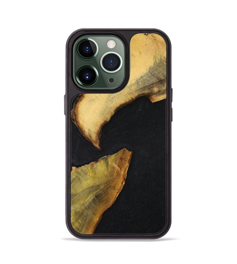 iPhone 13 Pro Wood+Resin Phone Case - Ruben (Pure Black, 702843)