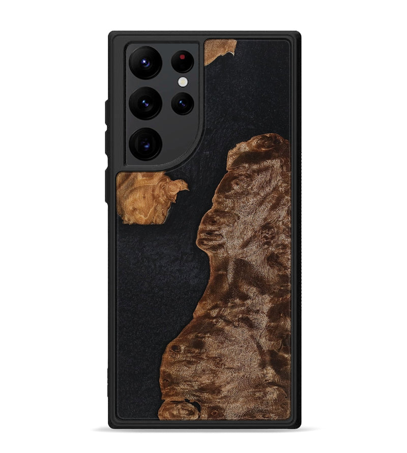 Galaxy S22 Ultra Wood+Resin Phone Case - Shanice (Pure Black, 702854)