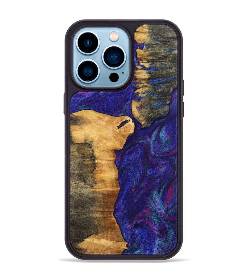 iPhone 14 Pro Max Wood+Resin Phone Case - Hunter (Purple, 702878)