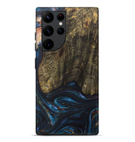 Galaxy S22 Ultra Wood+Resin Live Edge Phone Case - Asher (Teal & Gold, 702920)