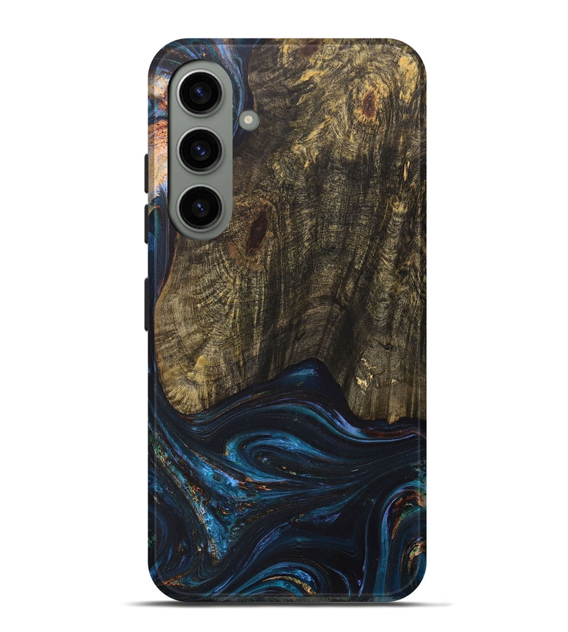 Galaxy S24 Plus Wood+Resin Live Edge Phone Case - Asher (Teal & Gold, 702920)