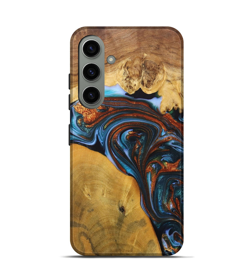 Galaxy S24 Wood+Resin Live Edge Phone Case - Jami (Teal & Gold, 702921)
