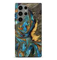 Galaxy S23 Ultra Wood+Resin Live Edge Phone Case - Cairo (Teal & Gold, 702928)